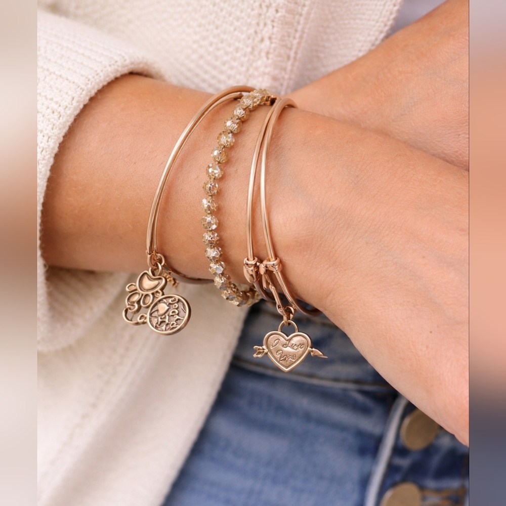 Rose Gold Plated Charm Bracelet Set - KAYS Jeweler
